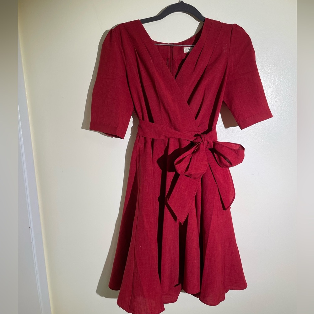 COPY - Red dress with bow belt